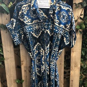 Damask Printed Collared Dress